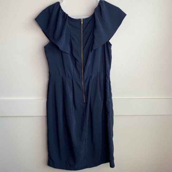 H&M Navy Blue Ruffle Midi Dress - Picture 2 of 5